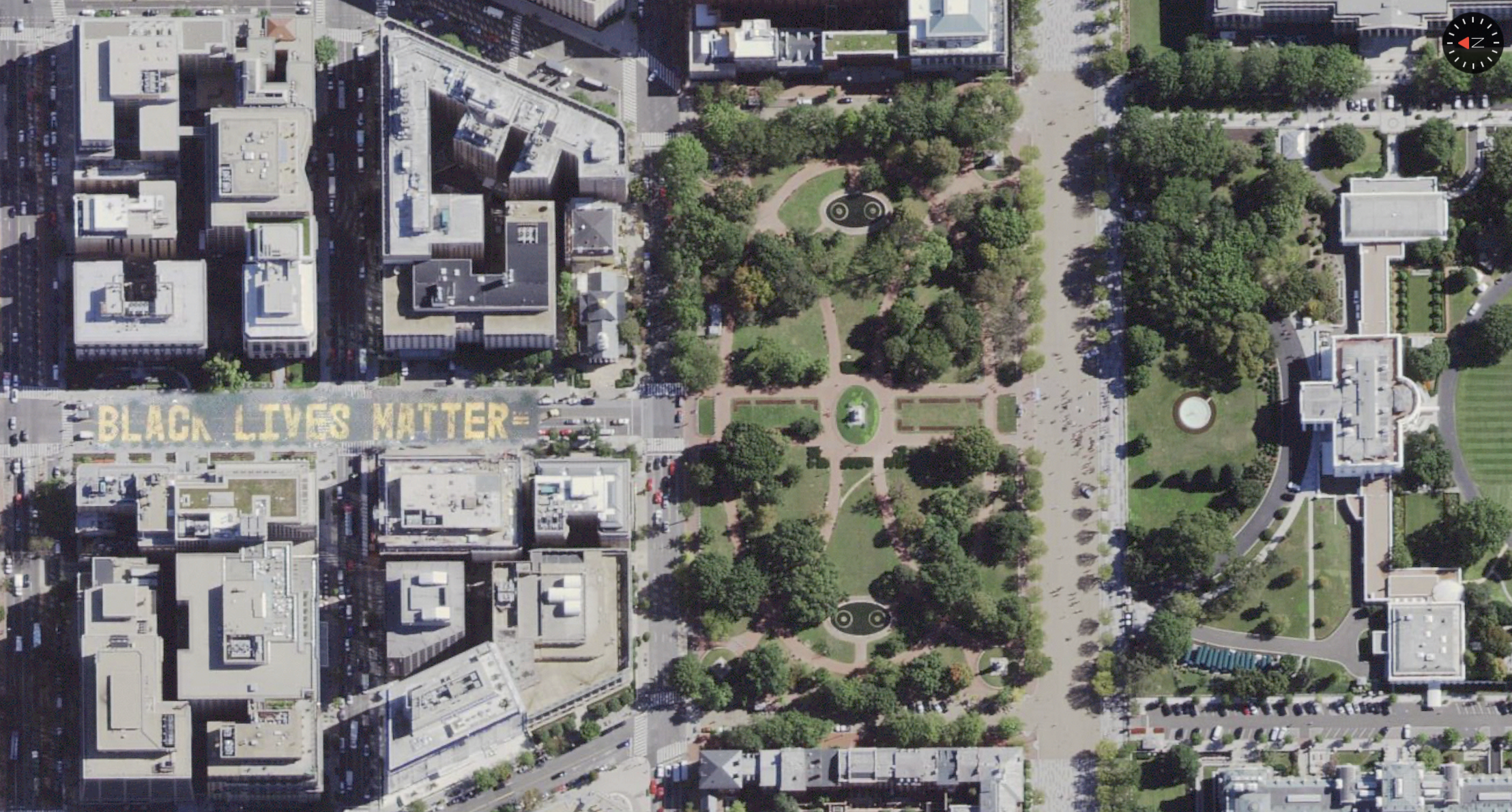 Black Lives Matter Plaza, Washington, DC - aerial photograph from Apple Maps
